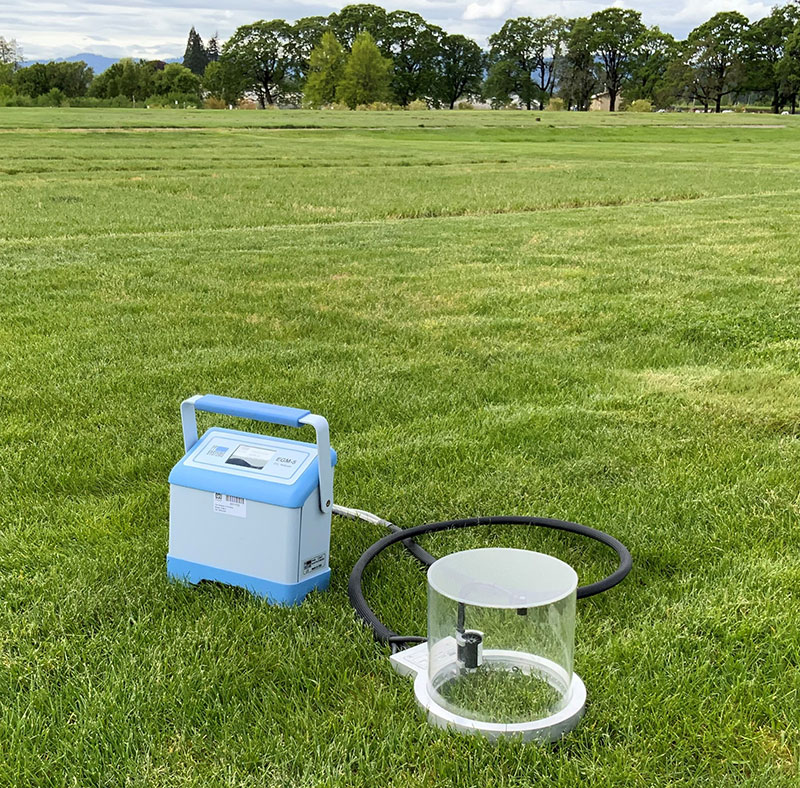 Fig. 2. Carbon sequestration is collected every two weeks on a subset of treatments focusing on mowing, irrigation and fertility trials on a mixed stand of cool-season turfgrasses.